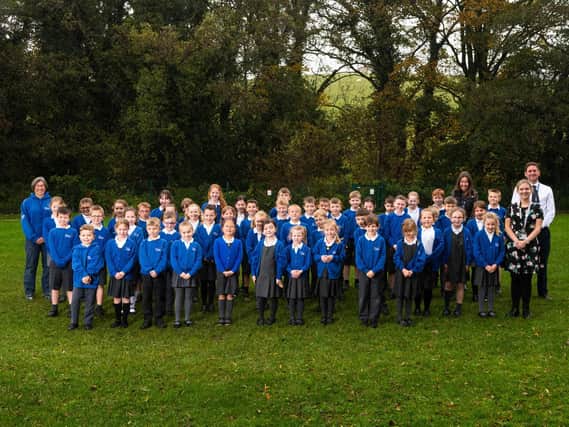 Some of the children and staff at Caton St Paul’s CE Primary School. Photo: Kelvin Stuttard