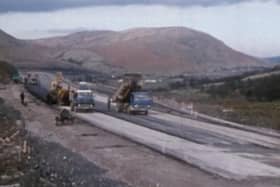 M6 Cumbria 50 years old. After two years of day and night ground works the carriageway starts to take shape. (all images from Laing’s 30 minute documentary courtesy British Film Institute).