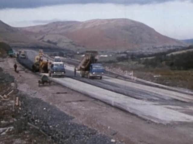 M6 Cumbria 50 years old. After two years of day and night ground works the carriageway starts to take shape. (all images from Laing’s 30 minute documentary courtesy British Film Institute).