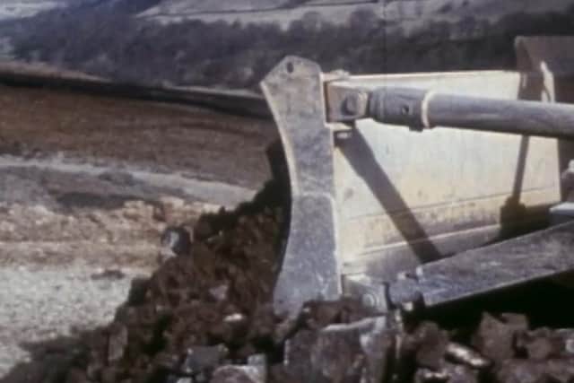 Stills from Laing's fascinating documentary about the Laing Gorge project. Man and machine v Mother Nature...a dramatic images shows work underway in the spectacular landscape. (all images from Laing’s 30 minute documentary courtesy British Film Institute).