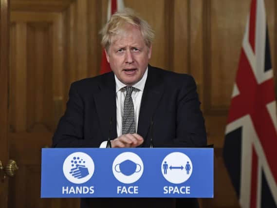 Prime Minister Boris Johnson during the briefing in Downing Street