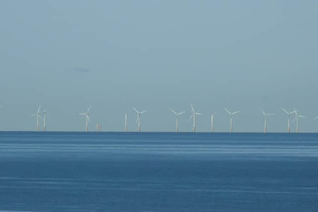Wind turbines in Morecambe Bay.
