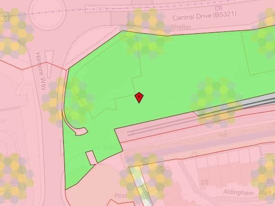 The green area shows the plot the council bought.