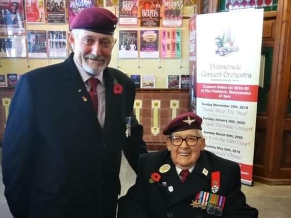 Parachute Regimental Association secretary Morecambe and District Peter Neaves, and Jack Bracewell, a service user.