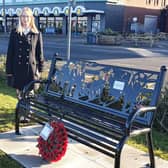 Sophie Davison with the bench donated from Heysham power stations