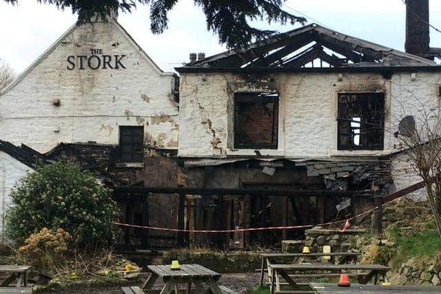 The Stork Inn following the fire.