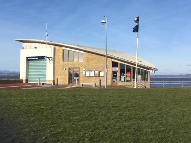 Morecambe RNLI hovercraft station which also houses a shop manned entirely by volunteers.