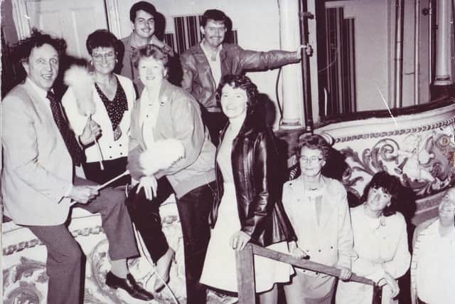 Ken Dodd, left, pictured at the Winter Gardens in 1986 with some of the then members of the Friends of the Winter Gardens.