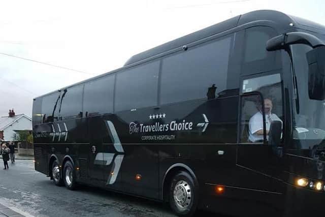 The Morecambe FC coach outside Cliff's home.