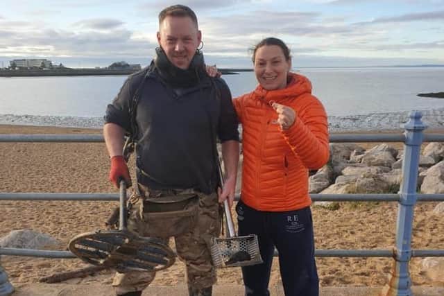 Matt Hepworth with Rachael Edmonds after finding her wedding ring.