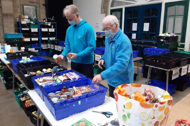 Volunteers at work in the foodbank base at The Platform in Morecambe.