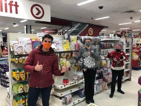 Team members at Wilko Lancaster have donated stationery products and vouchers to help vulnerable children during the Christmas holidays.