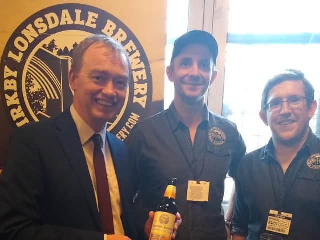 Tim Farron with the team from Kirkby Lonsdale Brewery during Cumbria Day in Parliament last year.
