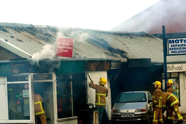 Firefighters at the scene of the blaze at Parkfield Garage in Bowerham Road in 2012.