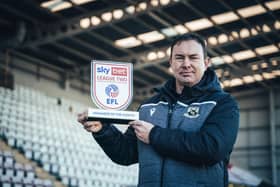 Derek Adams was named December's manager of the month for League Two