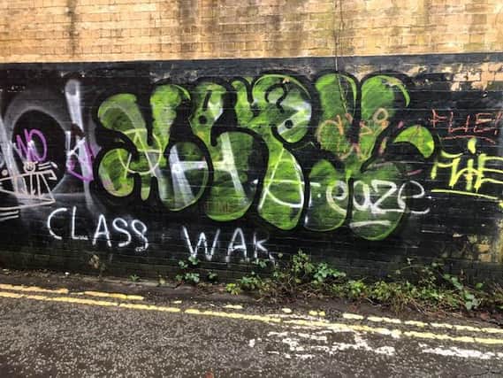 Graffiti near Lancaster railway. Photo by Amy Stanning, executive committee member of Lancaster Civic Society.