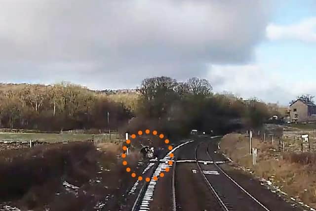 Near miss at Challan Hall footpath crossing at Silverdale in January 2021