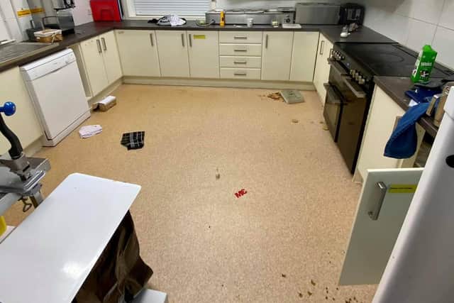 Damage caused in the kitchen during a break-in at Father's House in Lancaster.