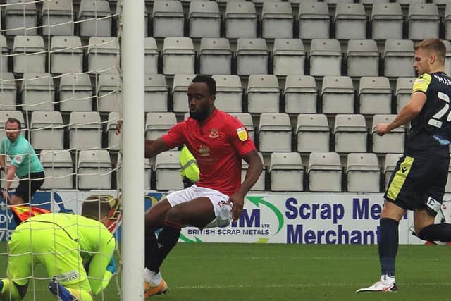 Jordan Slew's goal gave Morecambe a point against Stevenage in November