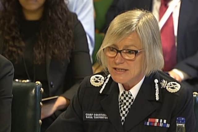 Anti-slavery Commissioner Dame Sara Thornton being questioned in her role as chairman of the National Police Chiefs' Council in London in 2014 (Picture: Press Association)