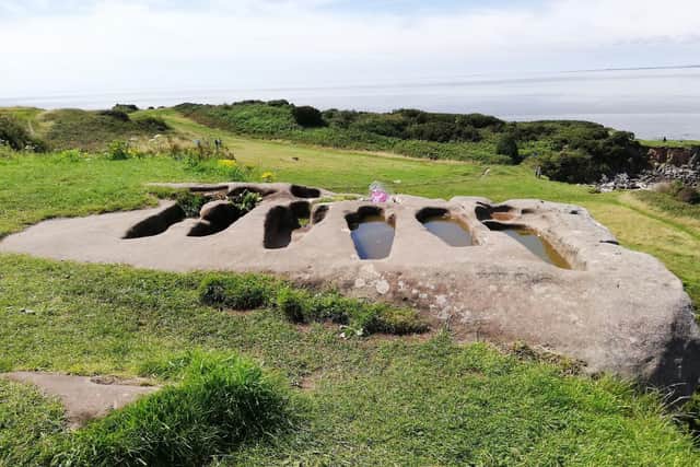 Stone graves at Heysham, a murder location in Morecambe Bay Trilogy 2.
