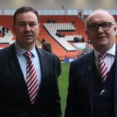 Morecambe manager Derek Adams and co-chairman Rod Taylor
