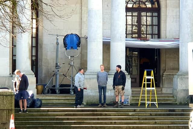 It is the second day of shooting in the park, where crews are busy filming at the landmark Ashton Memorial. Eyes were peeled for sightings of stars Cillian Murphy and Tom Hardy, but there was sadly no sign of the series' famous cast. Pic: Andrew Reilly