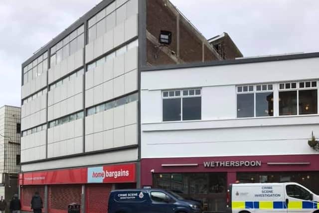 Police activity outside Home Bargains in Morecambe. Photo by Darren Clifford