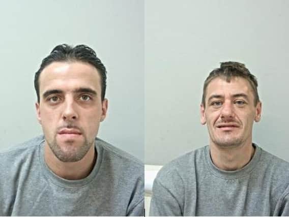 Lee Chapman, 26, of River Walk, West Auckland, Bishop Auckland (pictured left) and Peter Barker, 33, of no fixed abode, were both jailed for seven years and four months.
