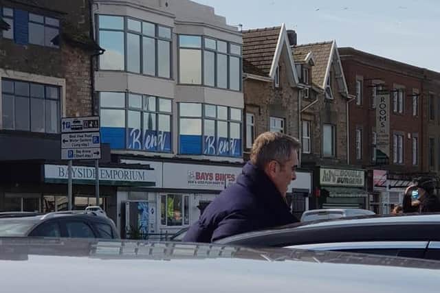 Jane Dickinson Patel took this photo of James Nesbitt during a break from filming on Morecambe prom.