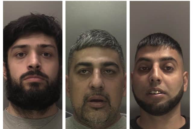 From left: Omar Ramzan, Saghawat Ramzan and Mohammed Sageer. They were all jailed for life after two men were brutally killed with a crossbow during a cannabis farm burglary.