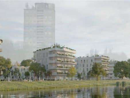 An artist's impression of the site appears to show completely new housing units along the River Lune, with the current high rise blocks greyed out, suggesting their potential demolition.