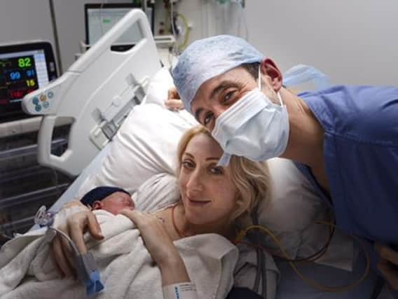 Hailey Fletcher with husband Edward and new baby Theodore.