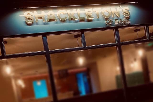 The signage at Shackleton's of Bare, in Princes Crescent, is now up.