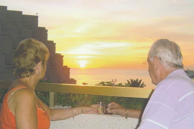 Always an eye for a good picture: Jack and Edna photogaphed enjoying a memorable sunset  in Tenerife