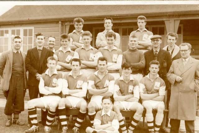 North Lancs & District Football League Under 18s 1958-59. Dickie Danson is pictured centre on the front row.