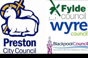 The top four council logos in Lancashire according to a graphic designer's assessment - Preston City Council (#1), Fylde Council (#2), Wyre Council (#3) and Blackpool Council (#4)