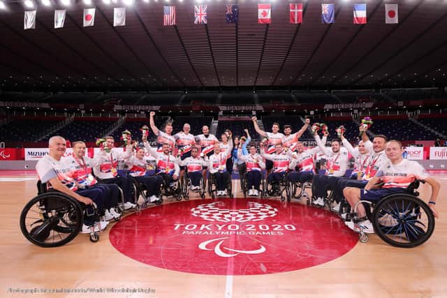 The twelve wheelchair rugby athletes of the Tokyo 2020 Paralympic Games, along with Head Coach Paul Shaw, have each been awarded an MBE (Member of the Order of the British Empire) for services to wheelchair rugby in the New Year Honours List 2022. Credit: Megumi Masuda / World Wheelchair Rugby.