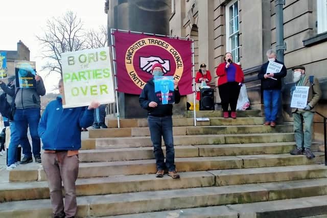 Lancaster and Morecambe residents protest against Prime Minister Boris Johnston
