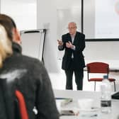 Professor Steve Kempster  taking part in the Good Growth workshop at Lancaster University Management School. Photo by Jodie Bawden.