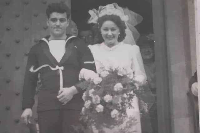 Albert and Josephine Donohoe on their wedding day in 1943.