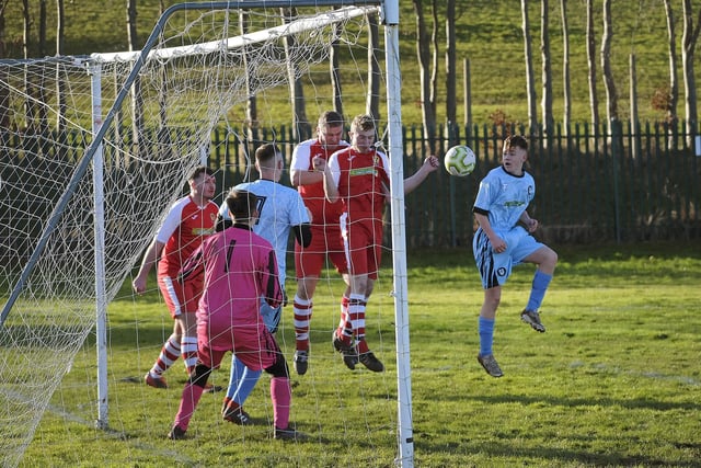 Goalmouth action from Newby 0 Westover Wasps 3 in Scarborough Saturday Football League

Photo by Richard Ponter