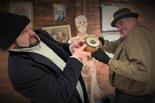 Matt Panesh and David Findlay as Harold and Albert in Steptoe and Son "The Offer" at the West End Playhouse. Photo by Micky Balshaw.
