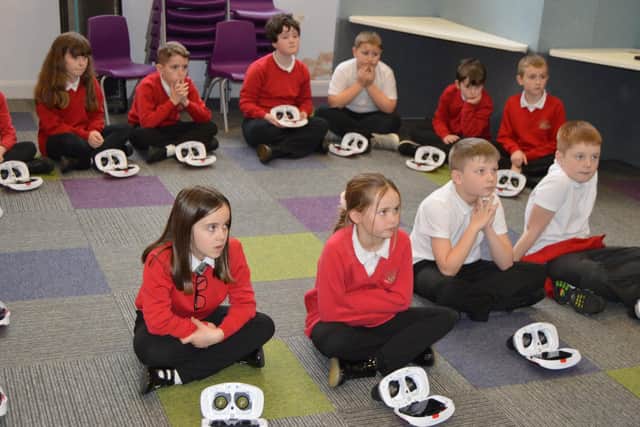 Children at Sandylands Community Primary School experienced a Virtual Reality Anti-bullying workshop with VR equipment.