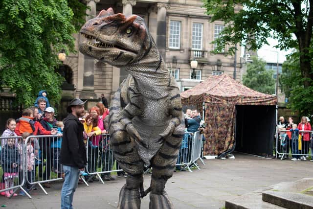 Al the Allosaurus at Dalton Square in Lancaster City Centre on Dino Day. Photo: Kelvin Stuttard