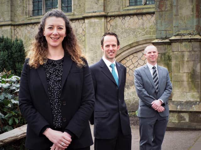 Pictured from left are principal Catherine Walmsley, chaplain Michael Reynolds and newly appointed vice-principal Ed Goddard, who joins the school from St Christopher’s CE High School in Accrington.
