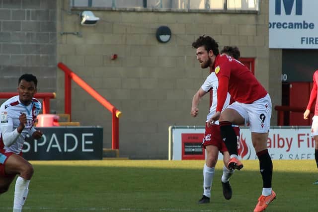 Cole Stockton opens the scoring for Morecambe in midweek