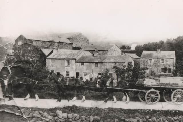 Paper being transported from Oakenclough Paper Mill in the 19th century