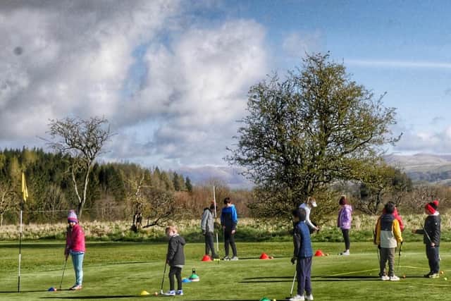PGA Trainee Professional Ellie Broome teaching juniors at Kirkby Lonsdale Golf Club.