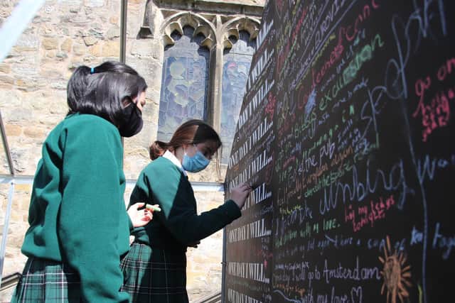 The 'One Day I Will' art installation at St Mary's Church Kirkby Lonsdale helps the community reflect together on the impact of Covid-19 on their lives.